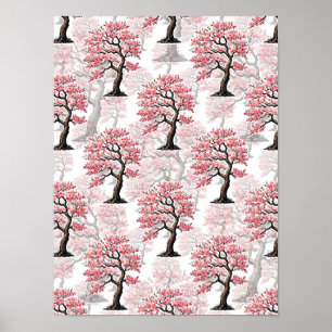 Sakura Pink Cherry Blossom Tree Design Poster