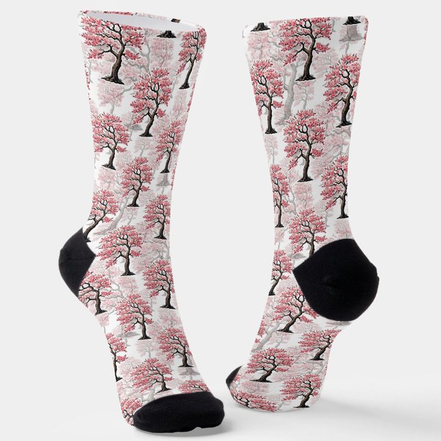 Sakura Pink Cherry Blossom Tree Design  Socks (Creator Uploaded)