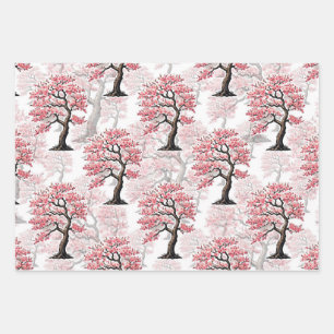 Sakura Pink Cherry Blossom Tree Design Wrapping Paper Sheet
