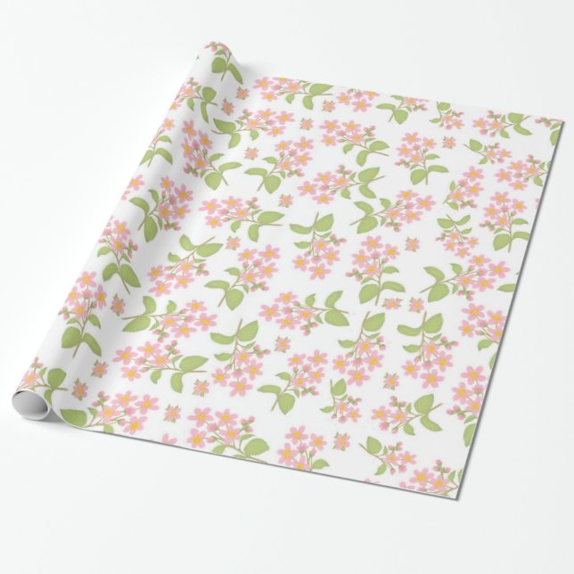 Sakura Pink Cherry Blossoms Gift Wrap (Unrolled)