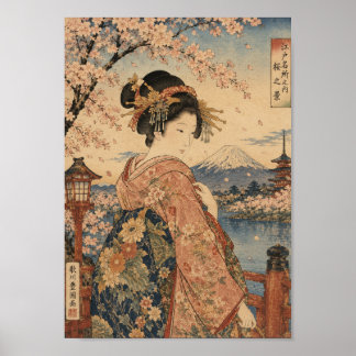 Sakura Reverie by Mount Fuji Poster