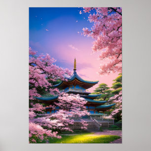 Sakura Sanctuary, Traditional Temple Poster
