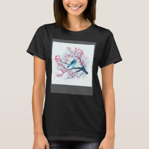 Sakura season Blue Bird Japanese Cherry Blossom T-Shirt