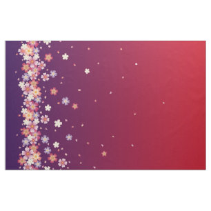 Sakura Showers Dramatic Purple & Red Kimono Style Fabric