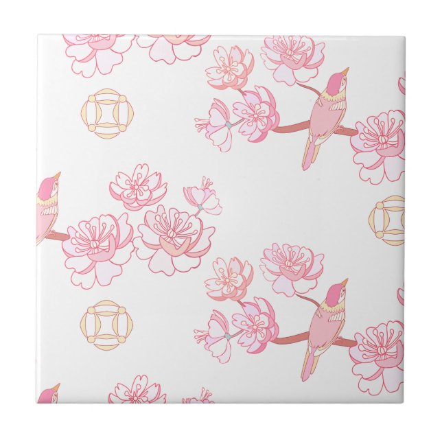 Sakura,spring blossom,Japanese cherry blossom, tre Tile (Front)