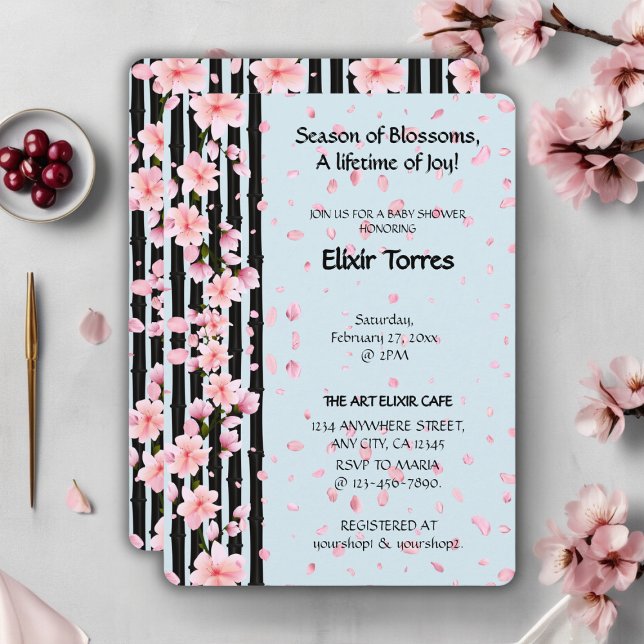 Sakura Spring Cherry Blossoms Baby Shower Invitation (Creator Uploaded)