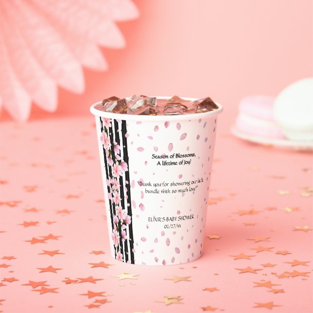 Sakura Spring Cherry Blossoms Baby Shower Paper Cups (Insitu)