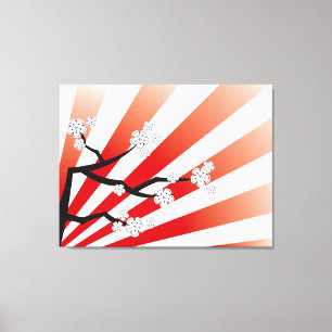 Sakura Sunrise Zen White Cherry Blossoms Flowers Canvas Print