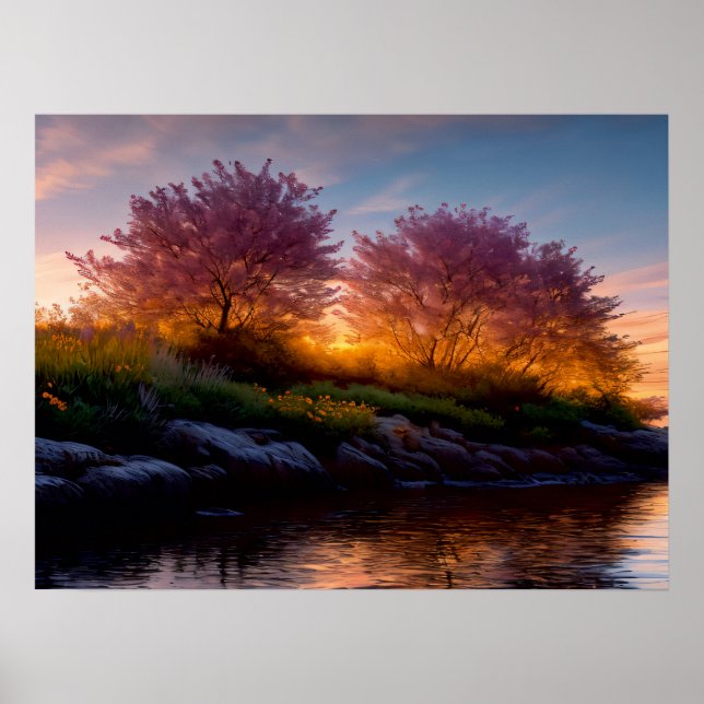 Sakura Sunset: Riverside Reverie Poster (Front)