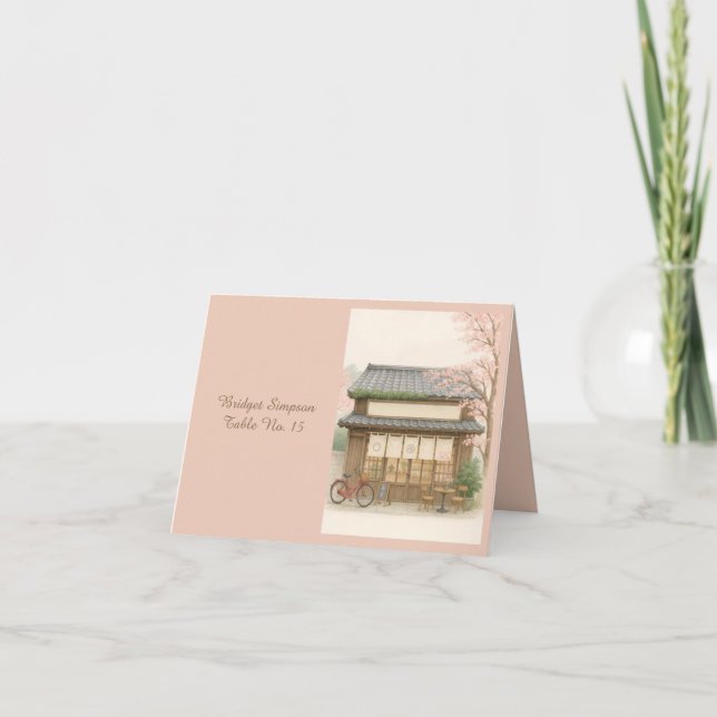 sakura tea house destination wedding guest card (Front)