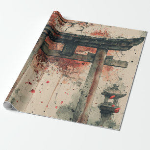 Sakura Torii Ink Wash Art Wrapping Paper