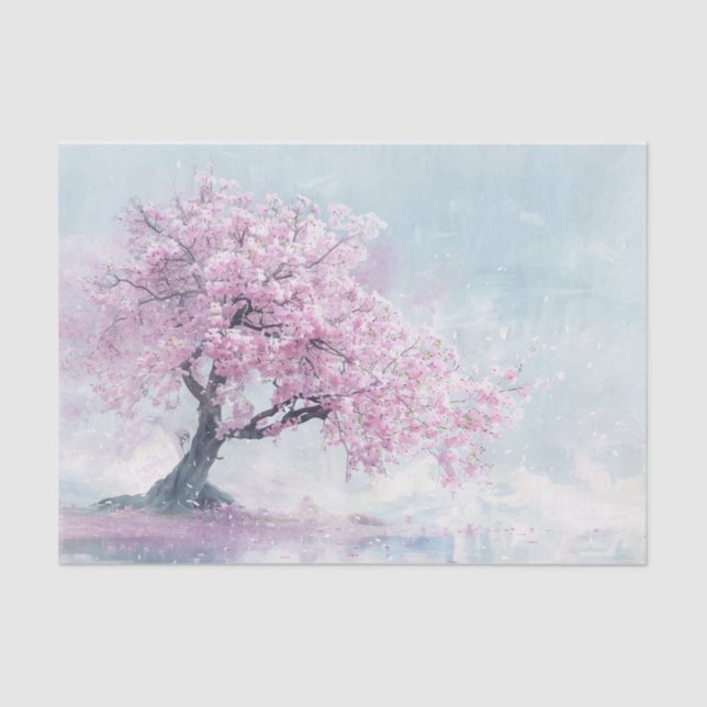 Sakura Tree and Blossoms Painting Decoupage Tissue Paper (Front)