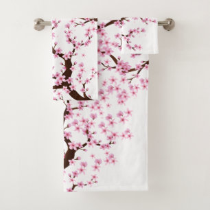 sakura tree bath towel set