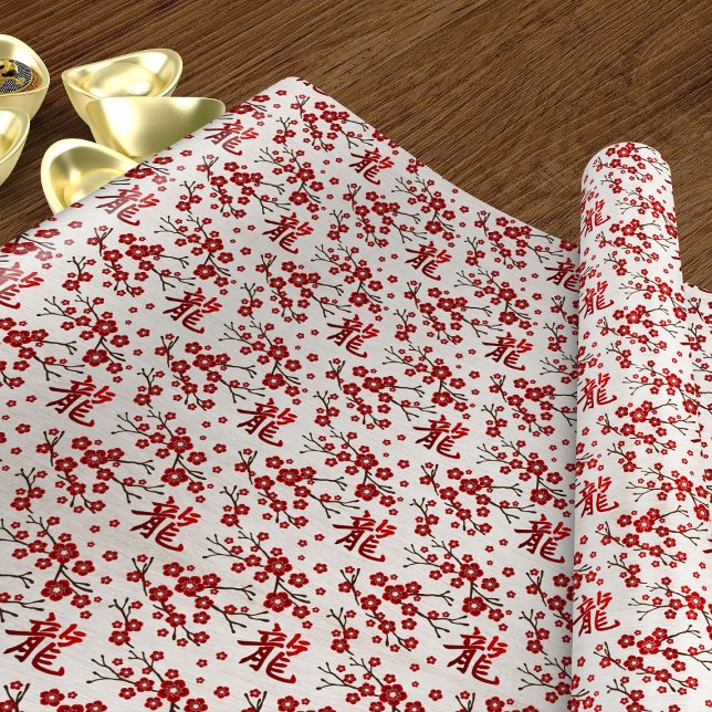 Sakura Tree Blossom and Symbol of the dragon Wrapping Paper (Creator Uploaded)