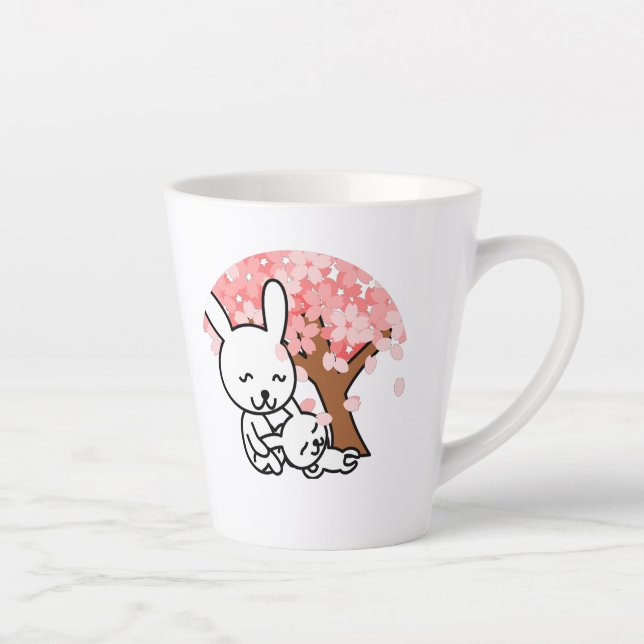 Sakura Tree Cute Kawaii bunny Couple  Latte Mug (Right)