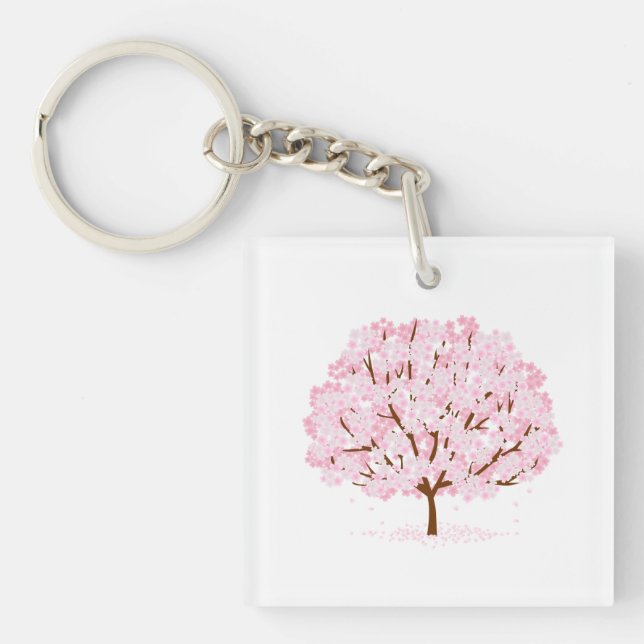 Sakura Tree in Full Bloom – Elegant Spring Design" Key Ring (Front)