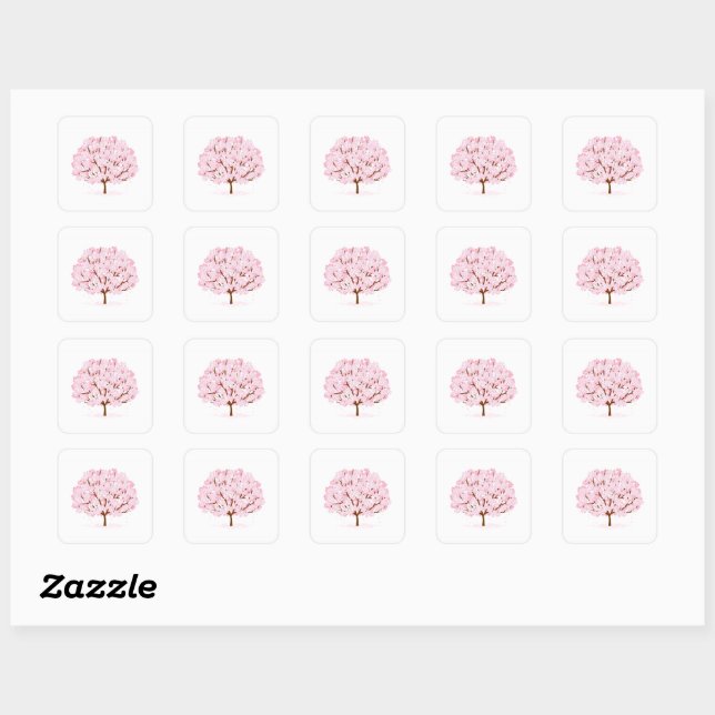 Sakura Tree in Full Bloom – Elegant Spring Design" Square Sticker (Sheet)