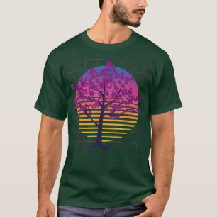 Sakura Tree Japan Flower 80s Art Vaporwave Cherry T-Shirt
