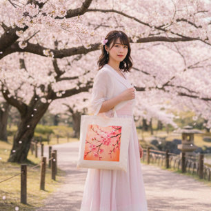 Sakura Tree Mountain Lake Tote Bag Japanese Cher