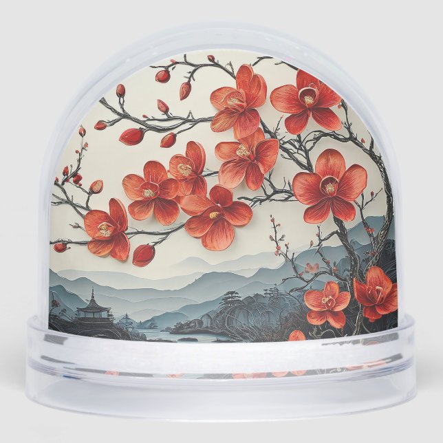 Sakura tree paper art snowglobe (Front)