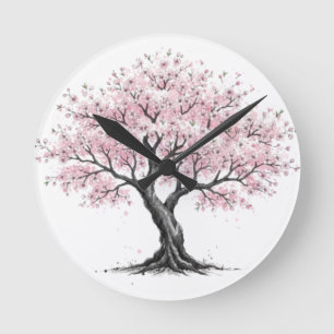 Sakura Tree Round Clock