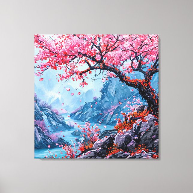 Sakura tree watercolor canvas print (Front)