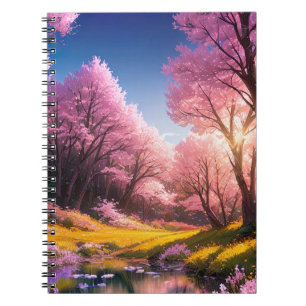 Sakura Trees and Warm Sunset Notebook