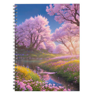 Sakura Trees on the Charming Riverbank Notebook