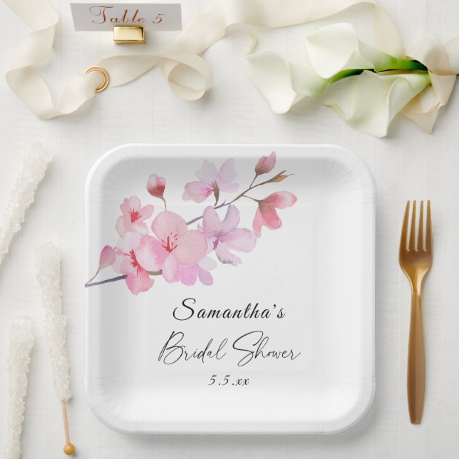 Sakura - Wedding Bridal shower Paper Plate (Wedding)