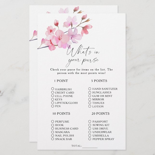 Sakura - What's in your purse game (Front/Back)