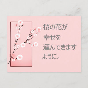 Sakura wishes in Japanese Postcard