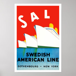 SAL ~ Swedish American Line Poster