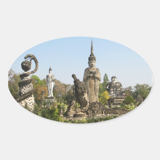Sala Keo Kou, Nong Khai, Thailand Oval Sticker (Front)