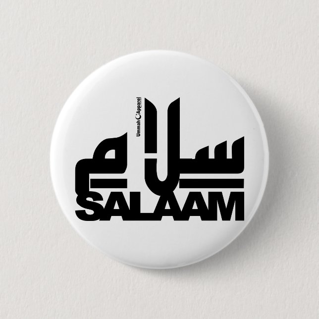 Salaam black 6 cm round badge (Front)