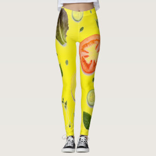 Salad and fruits pattern transparent background leggings