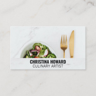 Salad and Silverware on Marble Business Card