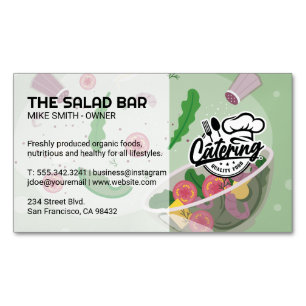 Salad Being Tossed and Seasoned   Catering Magnetic Business Card
