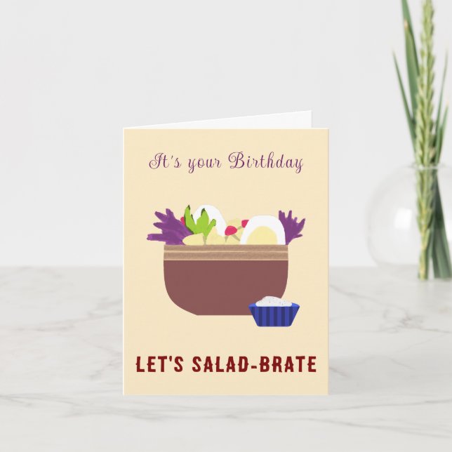Salad Bowl Cute Funny Birthday Card (Front)
