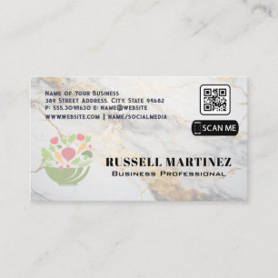 Salad Bowl Logo QR Code Marble Business Card