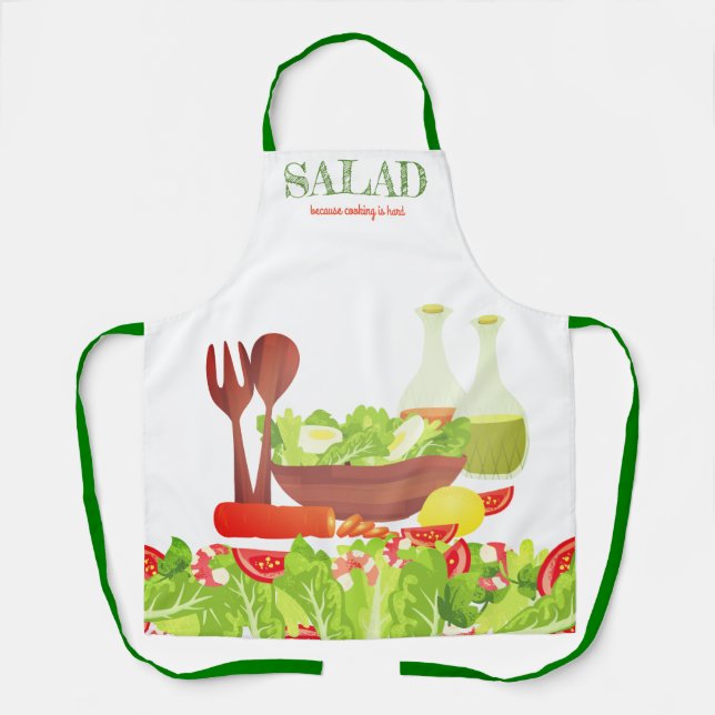 Salad cooking is hard personalised kitchen apron (Front)
