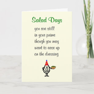Salad Days A Funny Happy Birthday Poem Card
