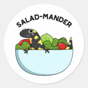 Salad-mander Funny Salamander Animal Pun Classic Round Sticker