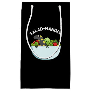 Salad-mander Funny Salamander Animal Pun Dark BG Small Gift Bag