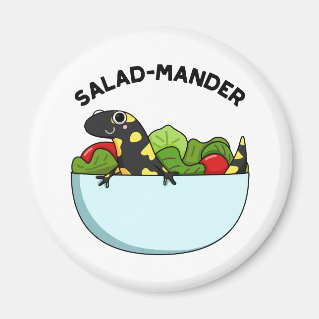 Salad-mander Funny Salamander Animal Pun Magnet (Front)