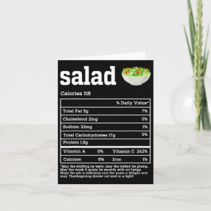 Salad Nutrition Facts Thanksgiving Food Men Women  Card