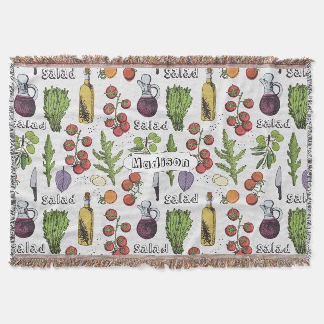 Salad Pattern custom name throw blanket (Front)