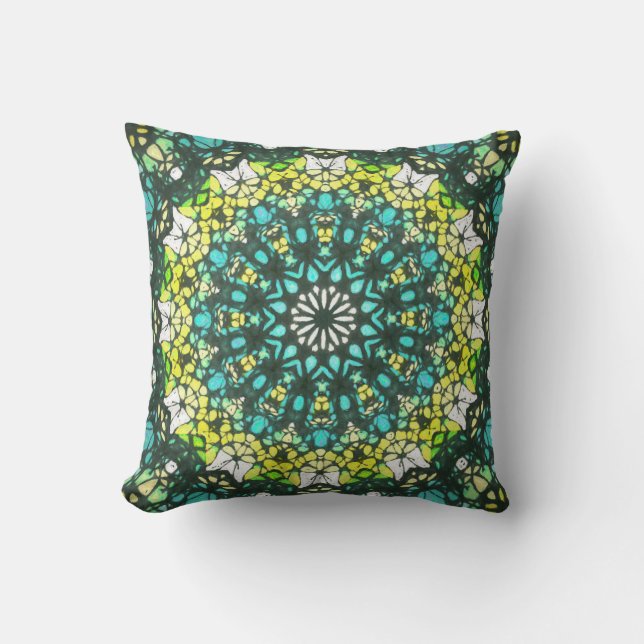 Salad Spinner – Green Yellow Mandala Pattern Cushion (Front)