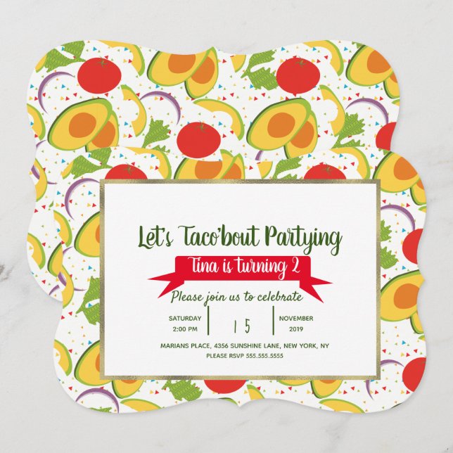 Salad Taco Bout Taco Party Birthday Any Age Invitation (Front/Back)