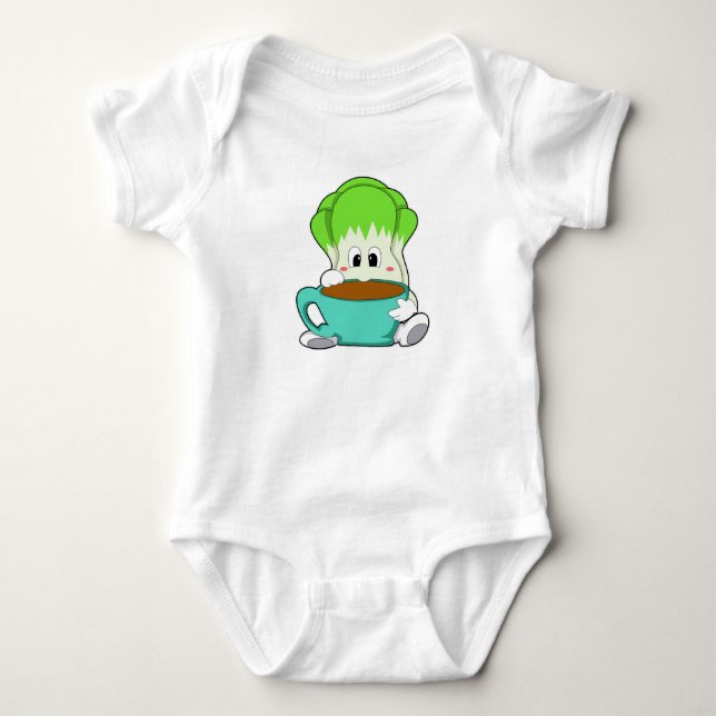 Salad with Cup of Coffee Baby Bodysuit (Front)