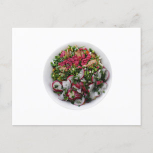 Salad with radishes and roasted chikens postcard